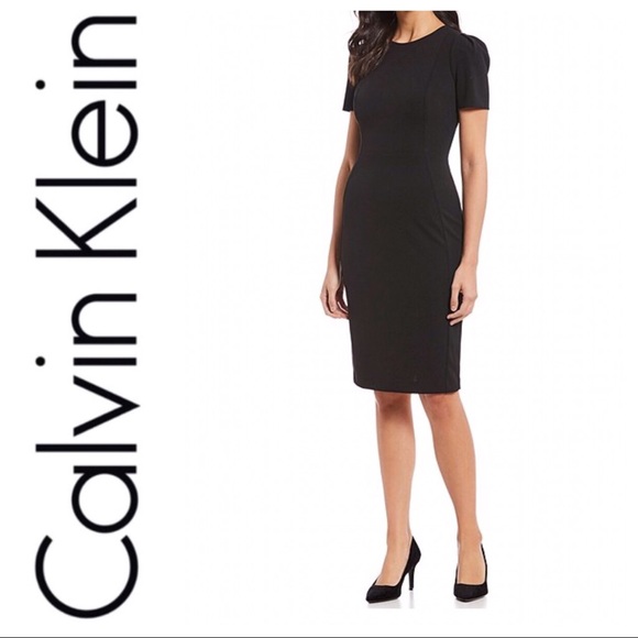 Calvin Klein Dresses & Skirts - Calvin Klein Black Puff Sleeve Sheath Dress